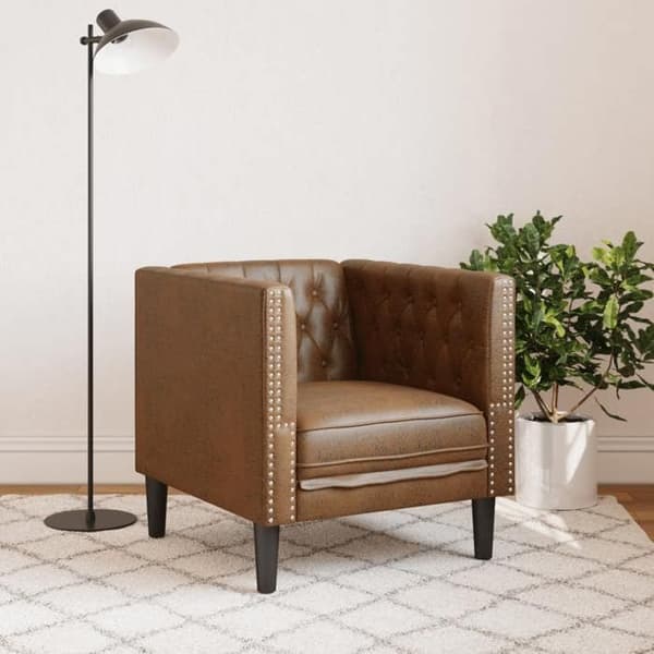 Maison Exclusive - Chesterfield stol i brun kunstlæder