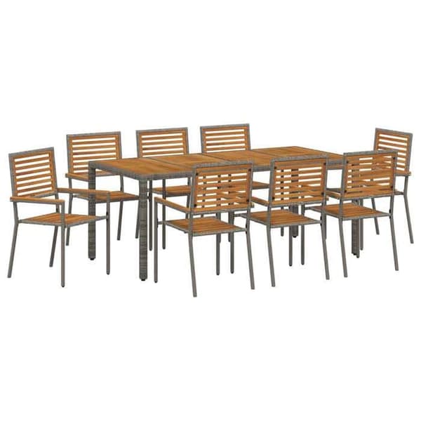 Maison Exclusive - 9 pc spisebordssæt til haven i grå og brun Grå och brun