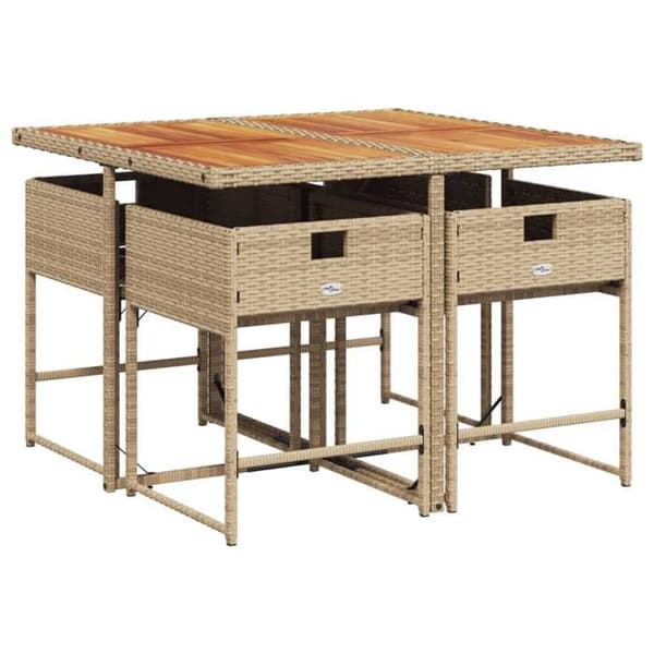 Maison Exclusive - Trädgårdsset med 5 delar i beige polyrotting med kuddar