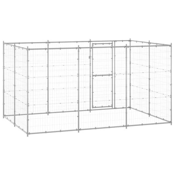 Utomhuskennel - Exklusivt hus - Galvaniserat stål - 7,26 m² - 330×220×180 cm silver-