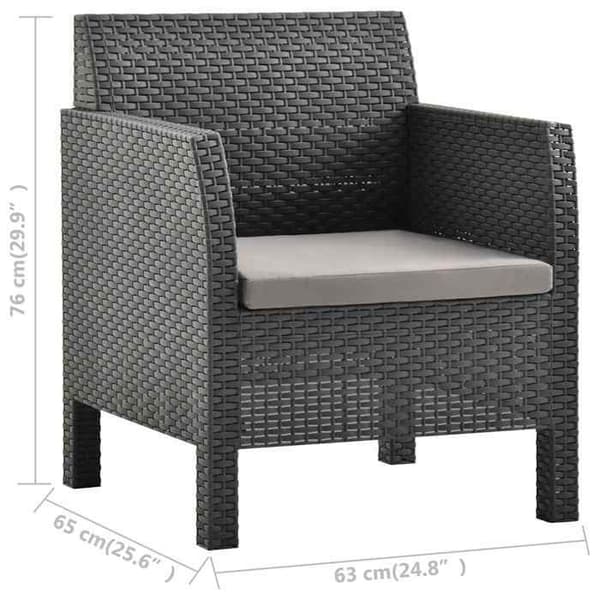 Maison Exclusive - Trädgårdsstol med kuddar Anthracite 63x65x76 cm PP Rottning