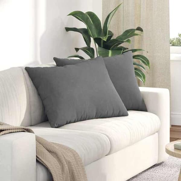 Sofa puder - EKSKLUSIV HUS - Sæt 2 70 x 50 cm - Mørkegrå - Lynlås betræk - Polyester fyld Mörkgrå