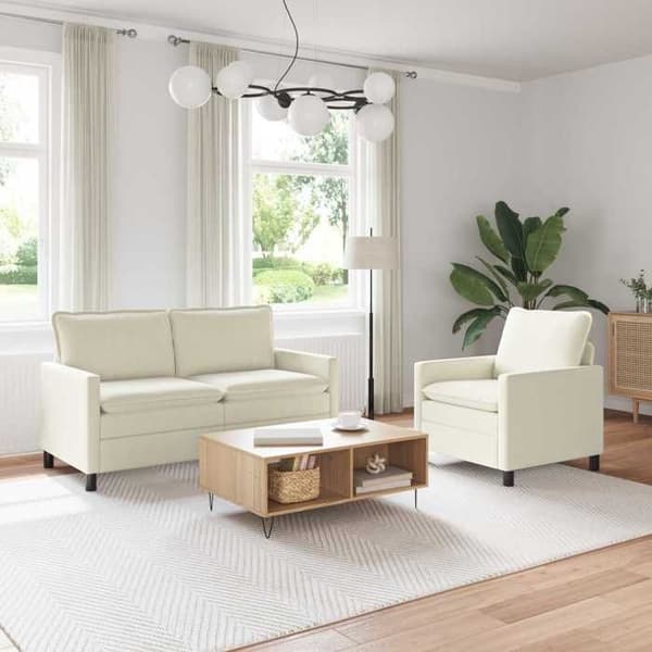 Maison Exclusive - 2 kpl sohvasetti, kerma, kangas Grädde