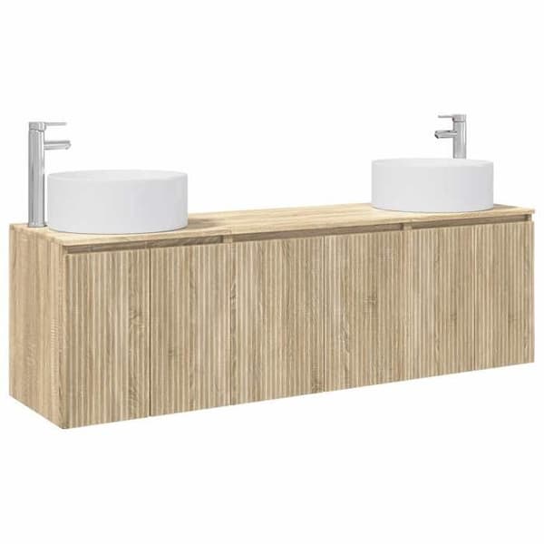Maison Exclusive - Badeværelsesskabssæt 3 stk Sonoma Eg
