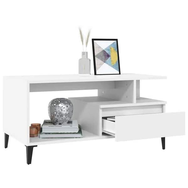 Maison Exclusive - Låg bord Vit 90x49x45 cm Ingenjörsträ
