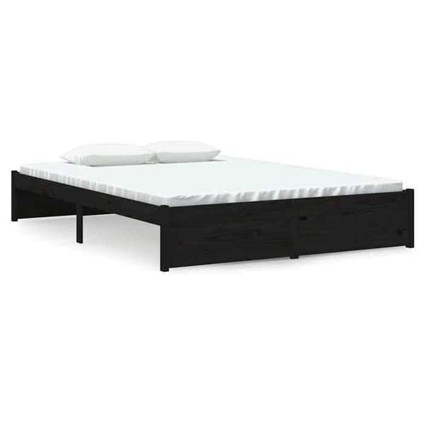 Maison Exclusive - Sengestel uden madras sort massiv træ 140x190 cm Svart
