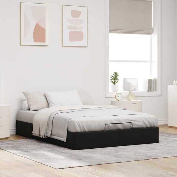 Maison Exclusive - Sängram ottoman Svart Klassisk dubbelsäng Tyg