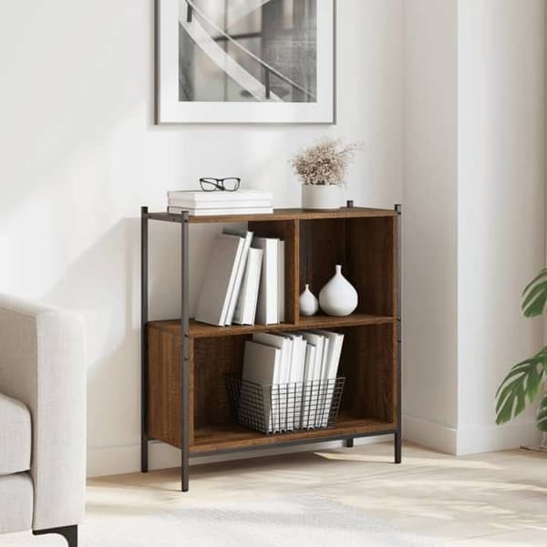 Maison Exclusive - Bibliotek i brunt egetræ 72x28x77,5 cm ingeniørtræ