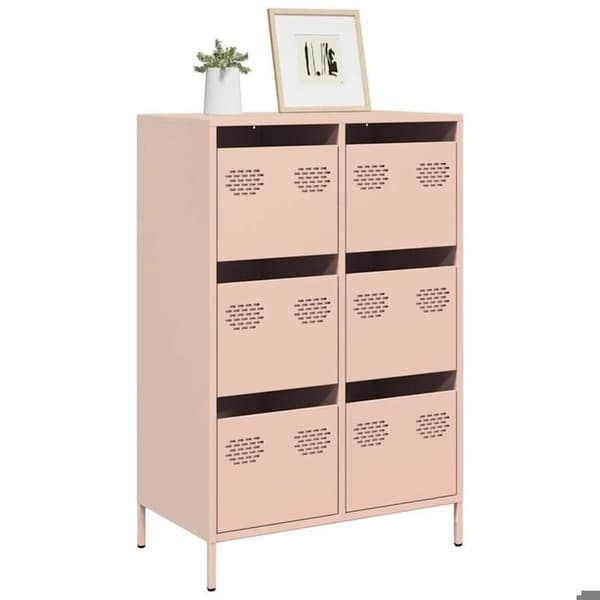 Maison Exclusive - Vaaleanpunainen buffet 68x39x101,5 cm terästä