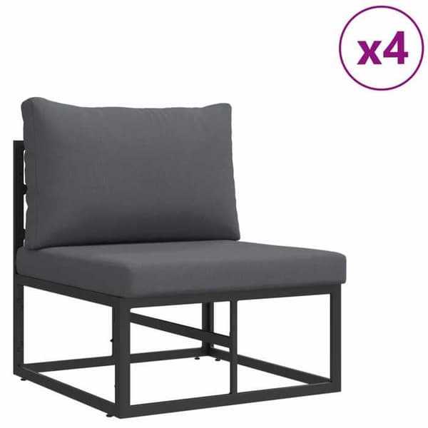 Maison Exclusive - 10-delars trädgårdsoff-set i svart aluminium Svart