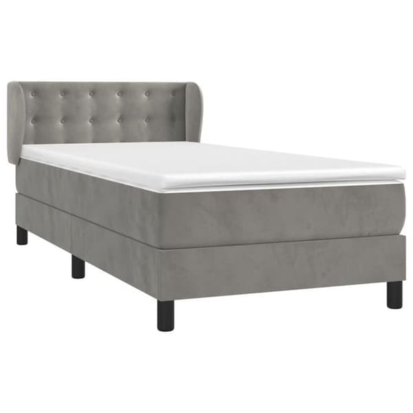 Seng - Maison Exclusive - 90x190 cm - Lys grå velour - Justerbar sengegavl