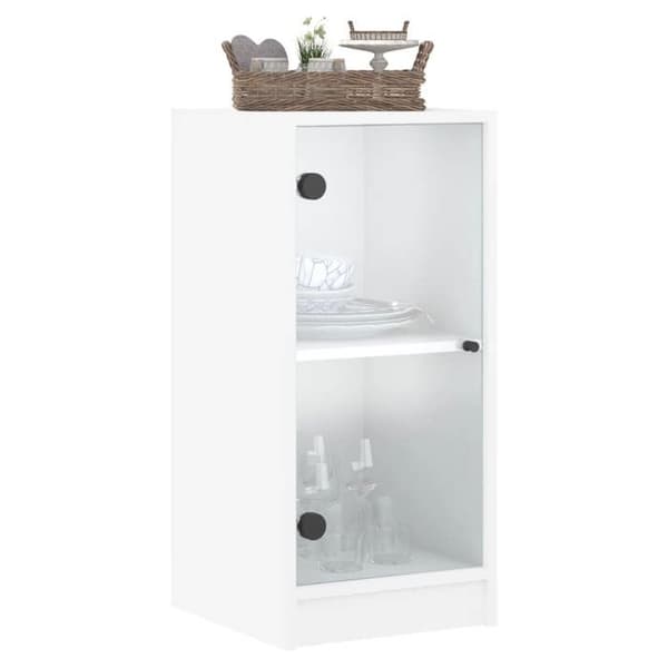 Maison Exclusive - Sidearmatur med hvide glasdøre 35x37x75,5 cm Vit