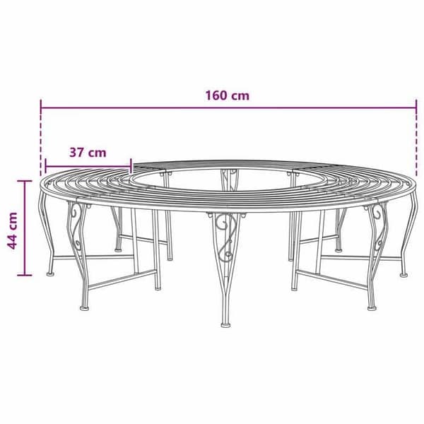 Træbænk - EKSKLUSIV HUS - Ø160 cm - 8 pladser - Malet stål - Hvid