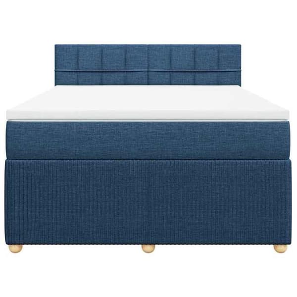 Maison Exclusive - Seng med lameller og madras Blå 160x200 cm Stof
