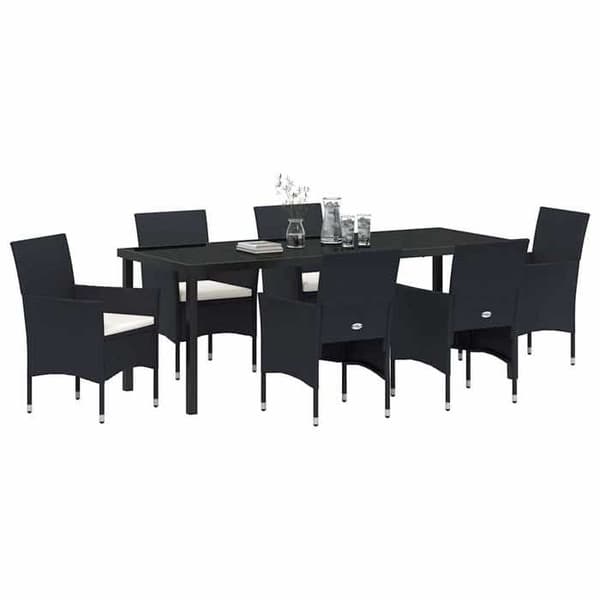 Maison Exclusive - 7 pc have spisebordssæt i sort polyrotin Svart