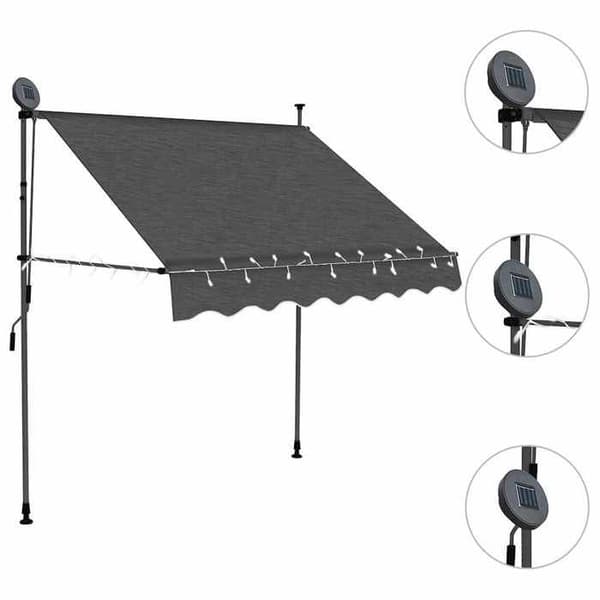Maison Exclusive - Manuell utdragbar markis med LED 100 cm Antracit antracit
