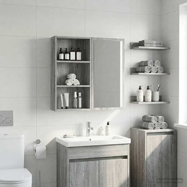 Maison Exclusive - Sonoma-harmaa kylpyhuoneen seinäkaappi 40 x 14 x 70 cm