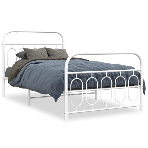 Sengestel - EKSKLUSIV HUS - 100x200 cm - Hvid metal - Lamelseng - Opbevaring under sengen Vit