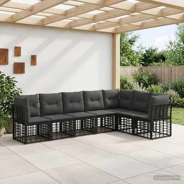 Utomhussoffa - EXKLUSIVT HUS - Modulärt set - Svart - Poly rattan - Väderbeständig Svart