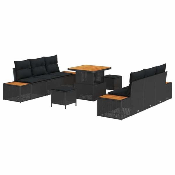Maison Exclusive - 9-delars trädgårdsoff-set 8-sits svart Svart