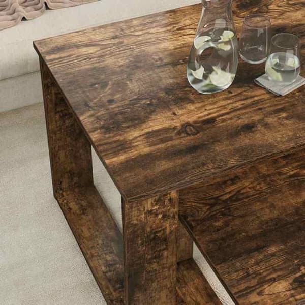 Sæt af lav borde - MAISON EXCLUSIVE - 2 dele - Røget eg - Ingeniørtræ - Rektangulær Rökt ek