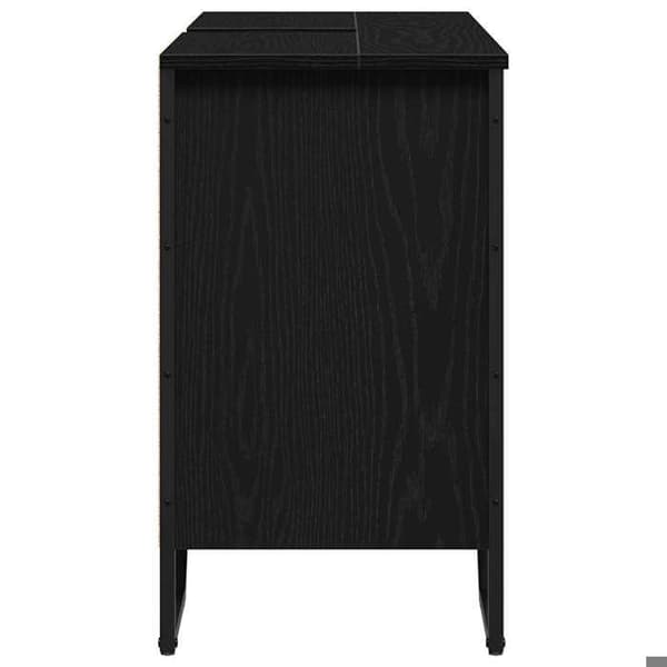 Under-vask skab - EKSKLUSIV HUS - Rektangulær - Sort eg - 91x35x60 cm - Sort stålramme, skuffer svart ek