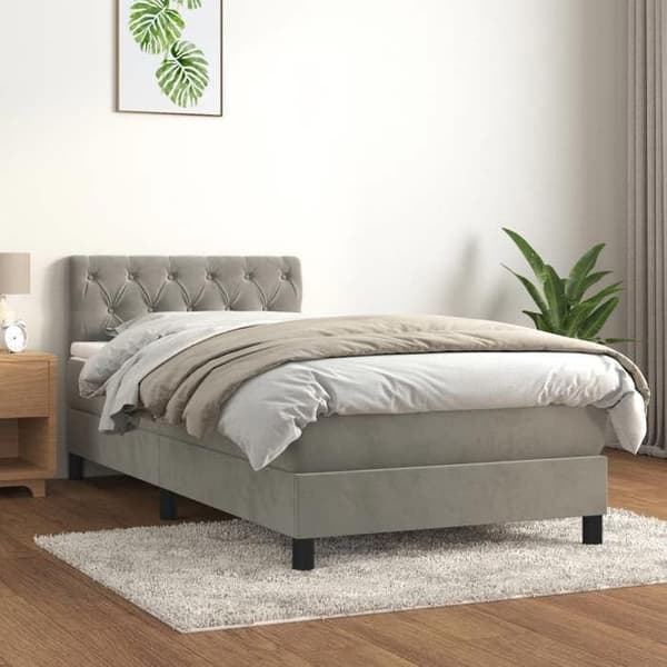 Maison Exclusive - Sängyn lamellipohja ja Harmaa 80x200 cm Sametti