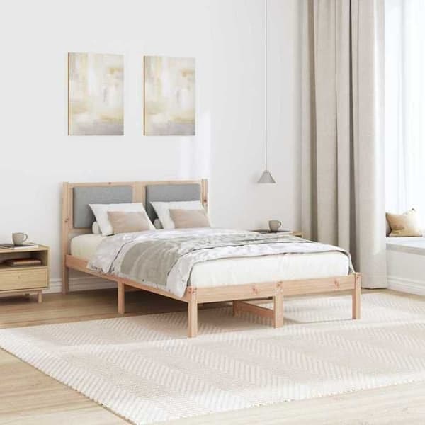 Maison Exclusive - Sängram Ljusgrå 120 x 190 cm Massivt trä