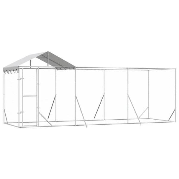 Maison Exclusive - Utomhus hundhus med silvertak 6x2x2,5 m Silverfärgad (tak)