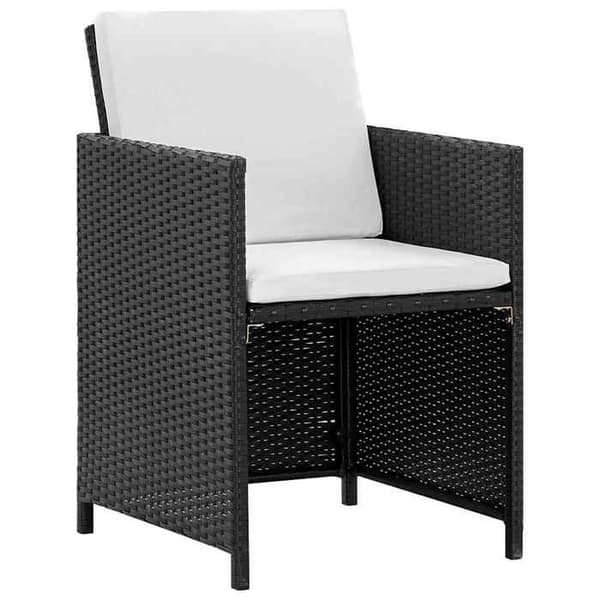 Maison Exclusive - Utomhusmatgrupp 9 delar med kuddar, flätad resin, svart