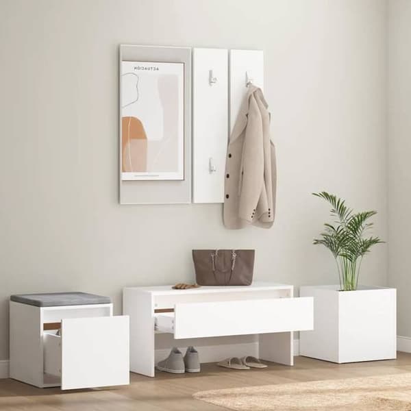 Maison Exclusive - Set med hallmöbler Vit Ingenjörsträ