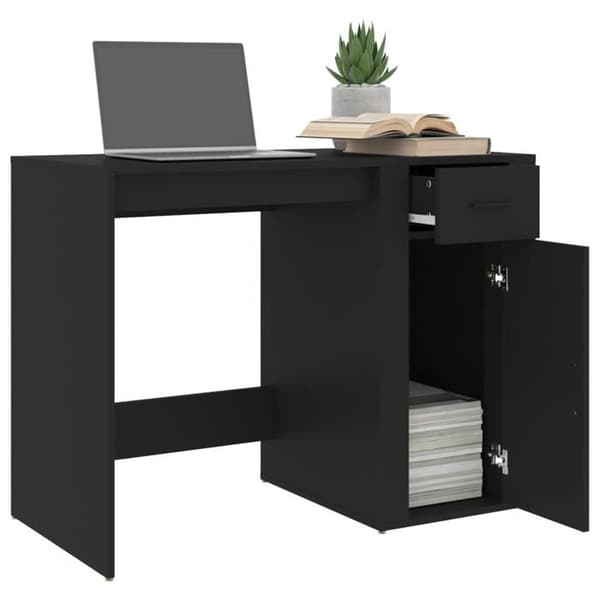Maison Exclusive - Bureau Noir 100x49x75 cm Ingeniørtræ