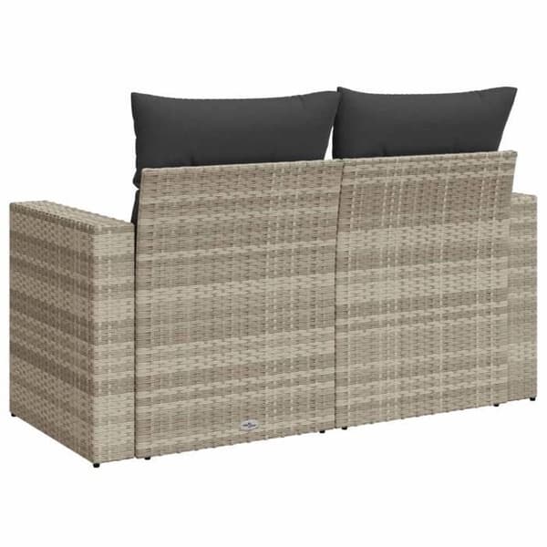 Maison Exclusive - 2-sits trädgårdssoffa med ljusgrå kuddar i flätad resin
