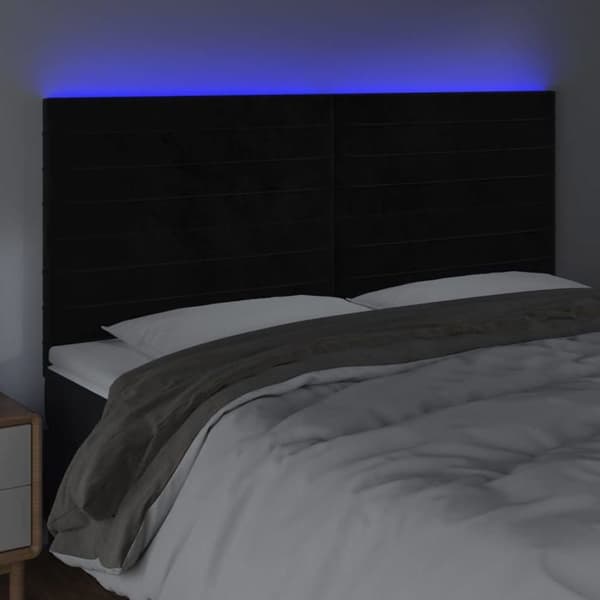 Maison Exclusive - LED Hovedgærde Sort 160x5x118/128 cm Velour Svart