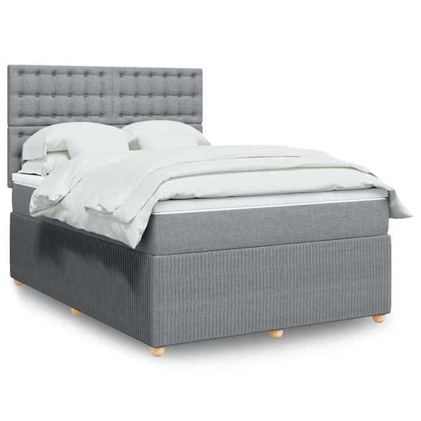 Maison Exclusive - Sengebund med lameller og madras Lys grå 140x200cm Stof