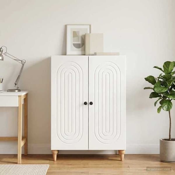 Maison Exclusive - Hvid glans buffet 66 x 34,5 x 90 cm Ingeniørtræ