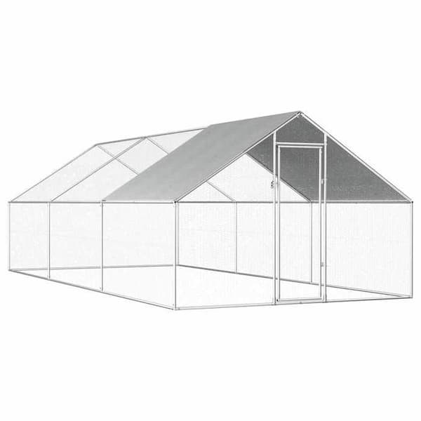 Exklusivt hus - Utomhus hönshus 2,75 x 6 x 1,92 m Galvaniserat stål Silverram; grått tak