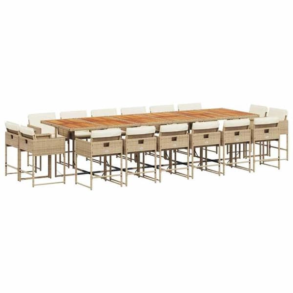 Maison Exclusive - Puutarhakalusteryhmä ja tyynyt 17 kpl beige