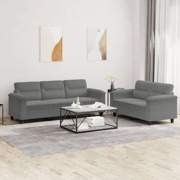 Maison Exclusive - Sæt af 2 sofaer med mørkegrå puder i mikrofiberstof