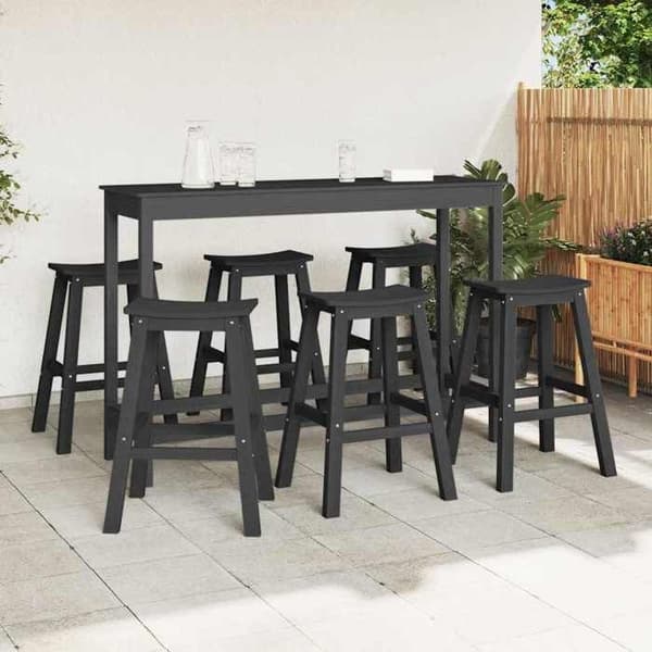 Maison Exclusive - 6 osan puutarhabaari setti Musta HDPE