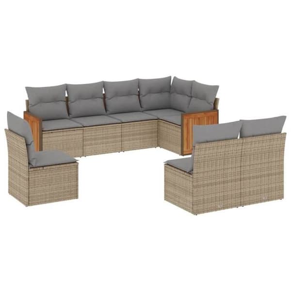 Maison Exclusive - Trädgårdsmöbler med kuddar 8 delar beige flätad resin