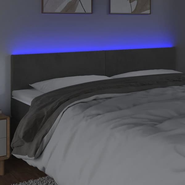 Maison Exclusive - LED Hovedgærde Mørkegrå 160x5x78/88 cm Velour mörkgrå