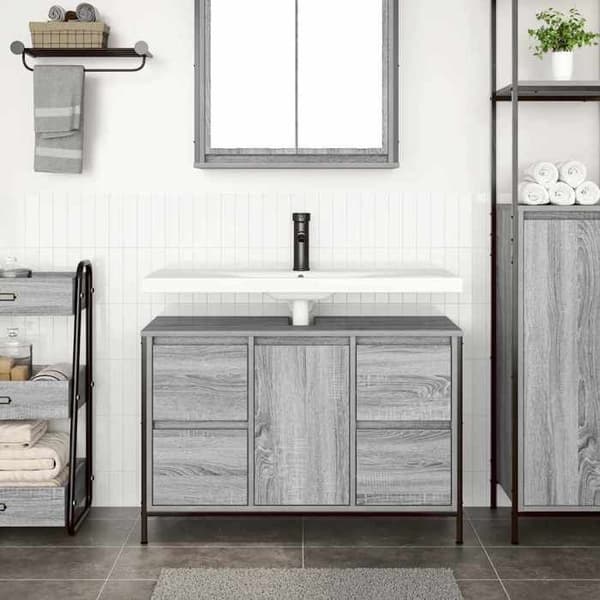 Maison Exclusive - Underskabs møbel med skuffer sonoma grå 90x34,5x60cm