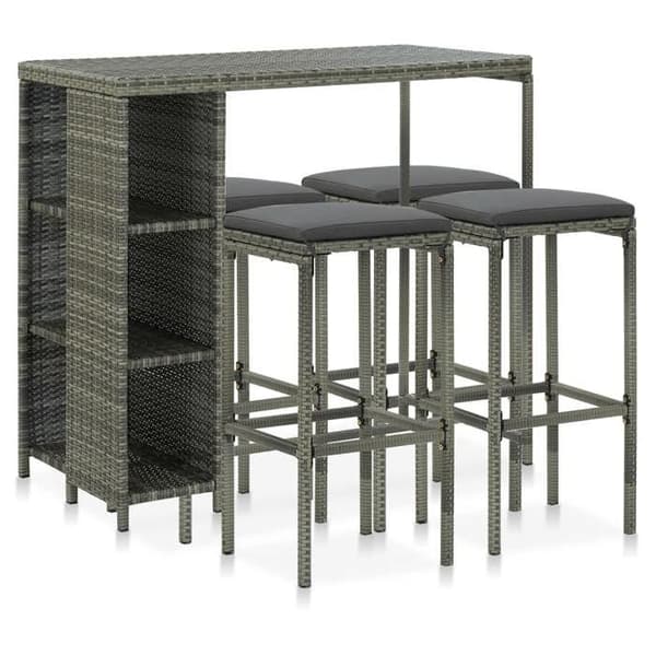 Maison Exclusive - Havebar sæt 5 dele med puder, flet i grå Grå