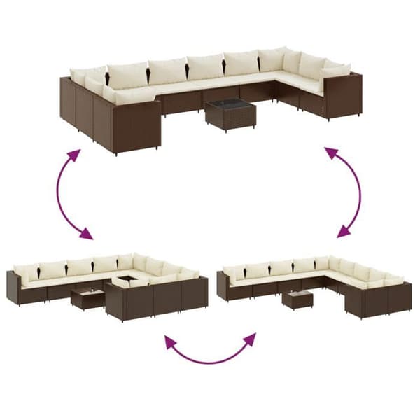Maison Exclusive - Trädgårdsmöbler och kuddar 11 delar brun flätad resin