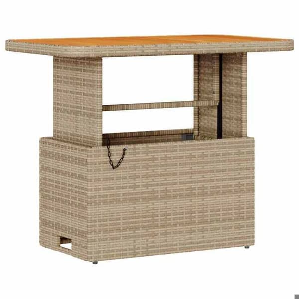 Trädgårdsmöbelset - EXKLUSIVT HUS - 3 delar - Beige polyrotting - Akaciaytor - Robust stålram beige