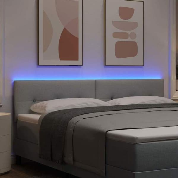 Maison Exclusive - LED-hovedgærde med LED-strips Lys grå 180 cm stof