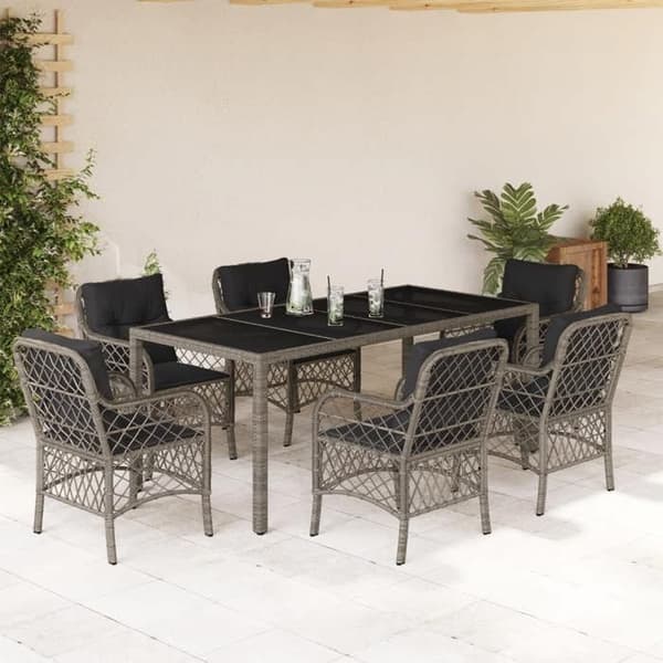 Maison Exclusive - Have spisebordssæt med puder 7 stk grå rattan