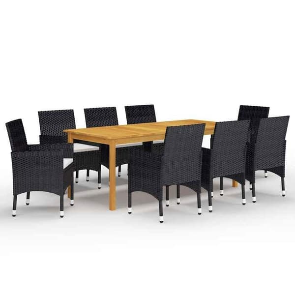Maison Exclusive - Have spisebordssæt 9 dele Sort Svart