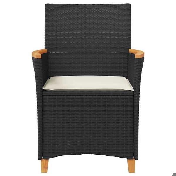 Maison Exclusive - Trädgårdsstolar med kuddar, set om 2, svart flätad resin och trä